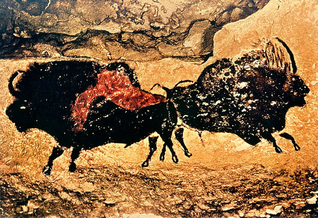 Detail of Cave painting of bison, Caves of Lascaux, Dordogne, c.17000 BC by Prehistoric Prehistoric