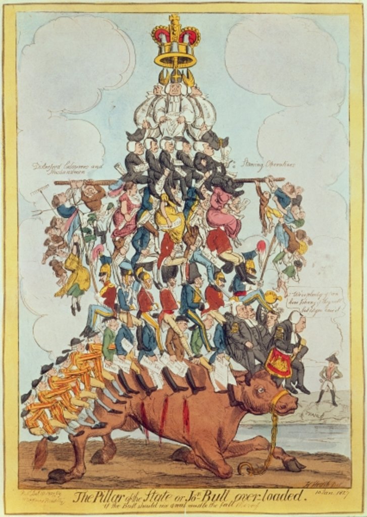 Detail of The Pillar of the State, or John Bull Overloaded, after Cruikshank in 1819, 1827 by Henry Heath