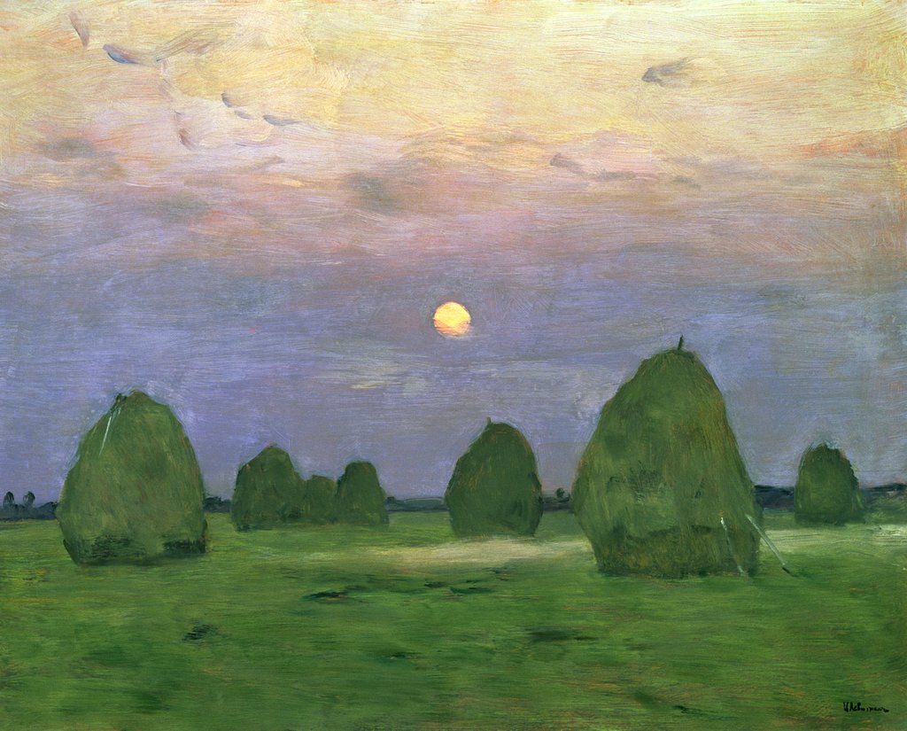 Detail of Hayricks at Dusk, 1899 by Isaak Ilyich Levitan