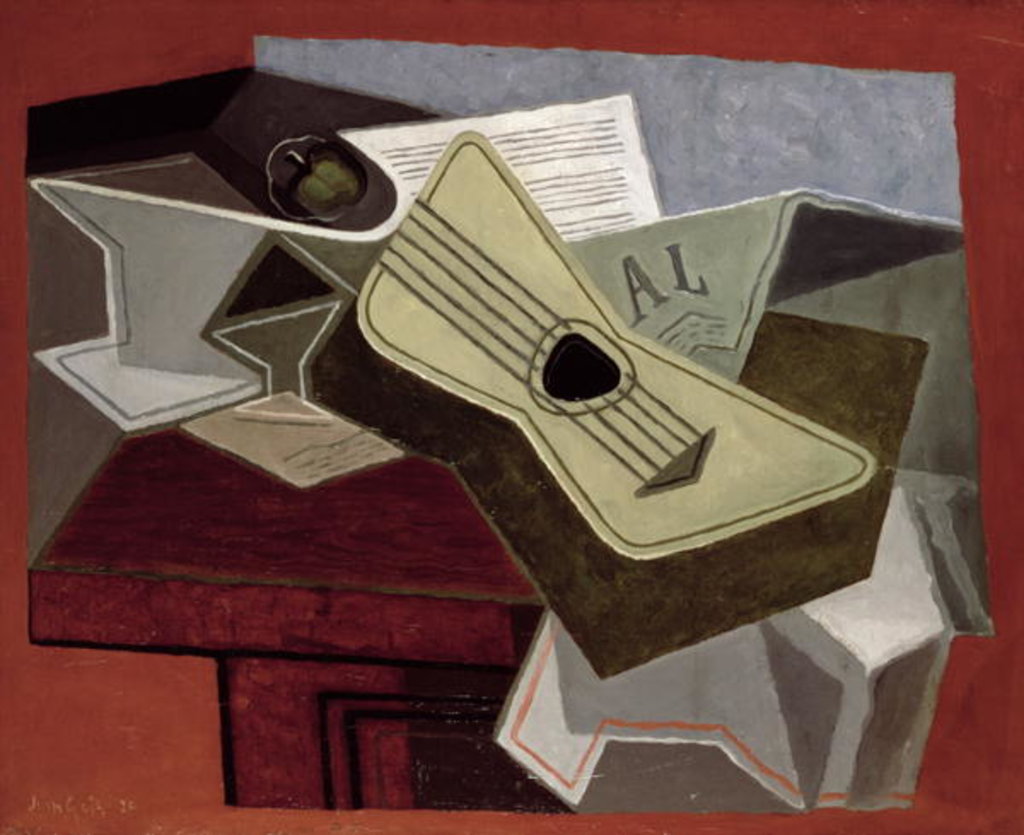 Detail of Guitar and Newspaper, 1925 by Juan Gris