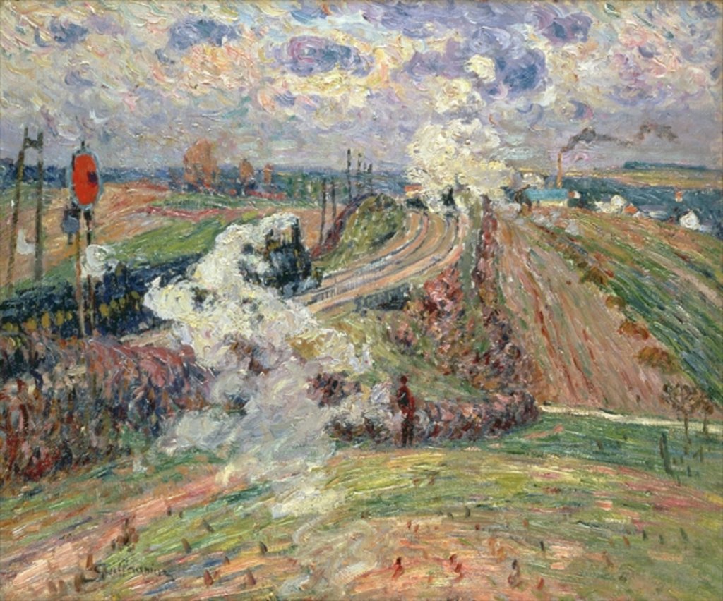 Detail of The Two Trains by Jean Baptiste Armand Guillaumin