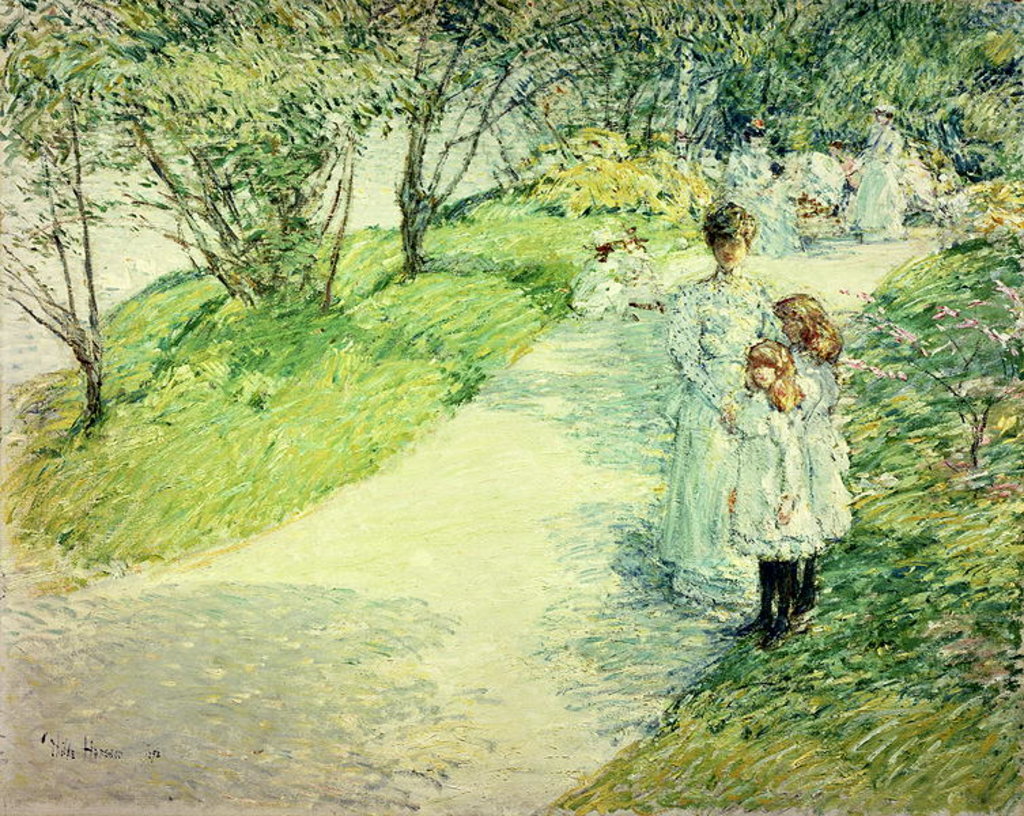 Detail of Promenaders in the garden, 1898 by Childe Frederick Hassam