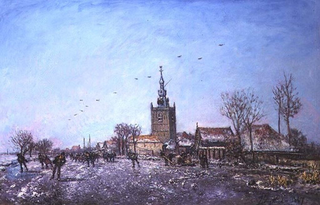 Detail of The Skaters at Overschie, 1867 by Johan-Barthold Jongkind