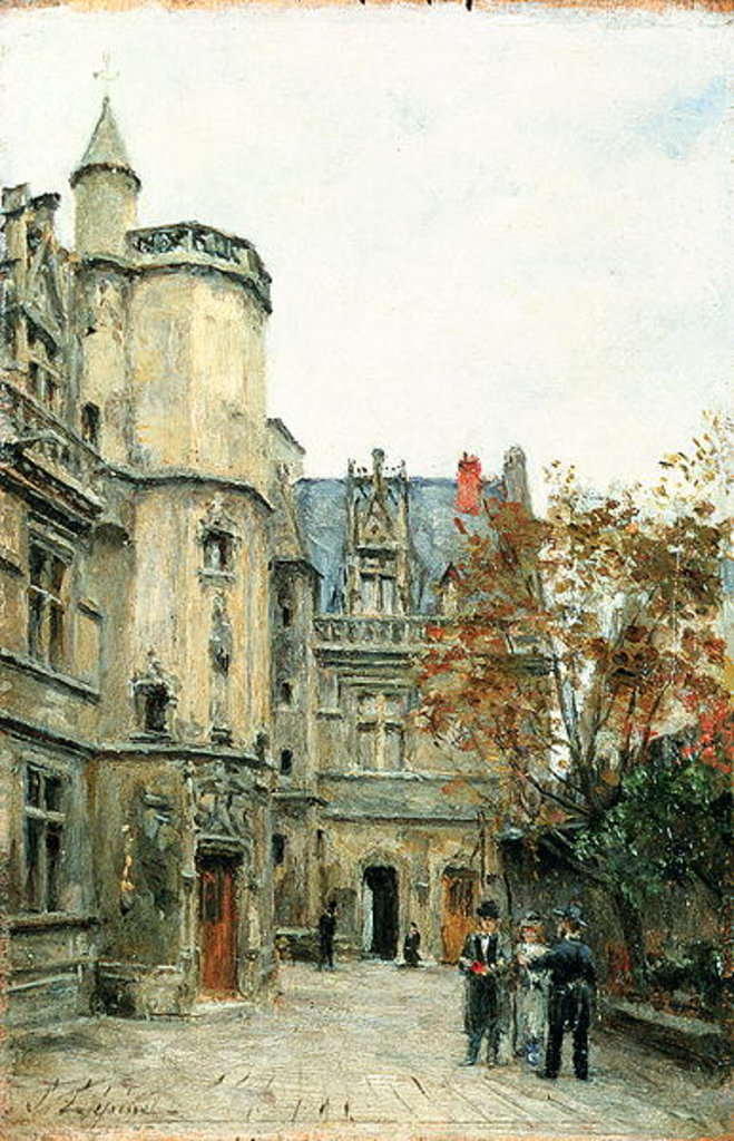 Detail of The Courtyard of the Museum of Cluny, c.1878-80 by Stanislas Victor Edouard Lepine