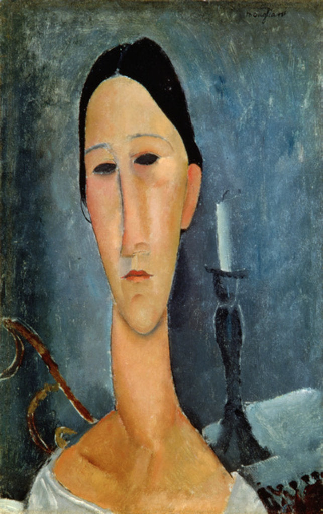 Detail of Hanka Zborowska with a Candlestick, 1919 by Amedeo Modigliani