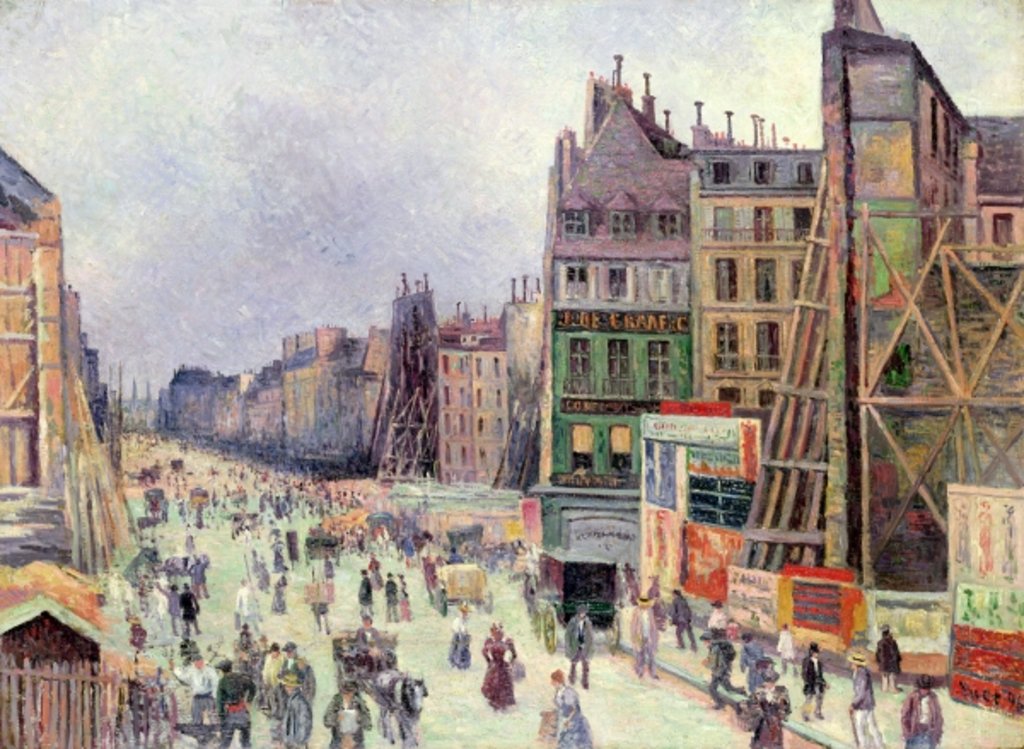 Detail of Drilling in the rue Reaumur, 1896 by Maximilien Luce