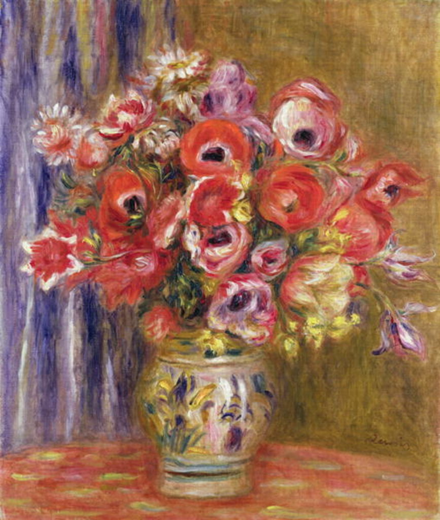 Detail of Vase of Tulips and Anemones, c.1895 by Pierre Auguste Renoir