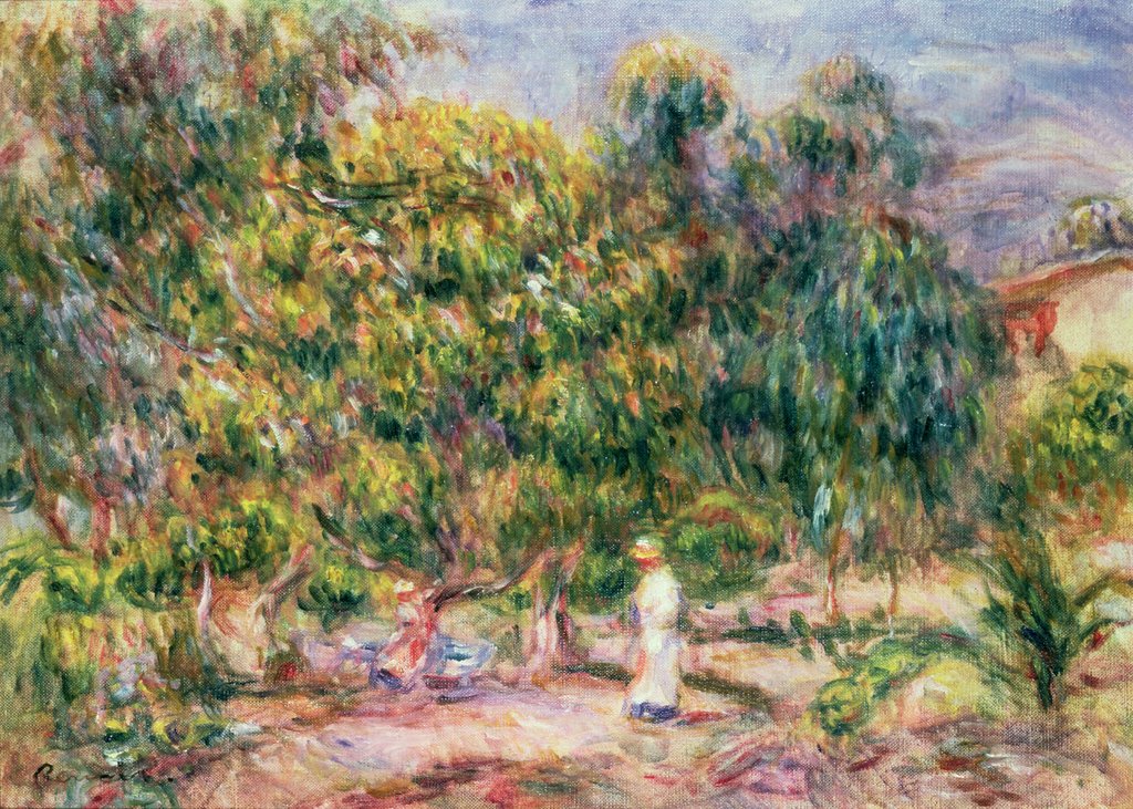 Detail of The woman in white in the garden of Les Colettes, 1915 by Pierre Auguste Renoir