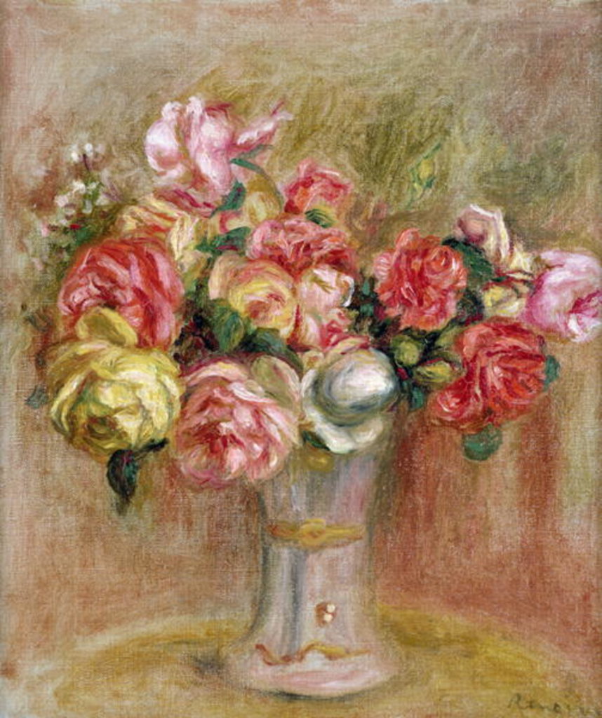 Detail of Roses in a Sevres vase by Pierre Auguste Renoir