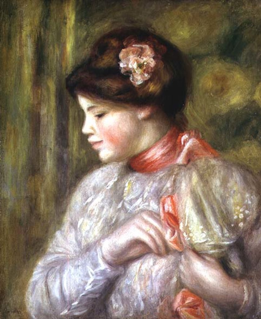 Detail of Young woman adjusting her blouse, 1900 by Pierre Auguste Renoir