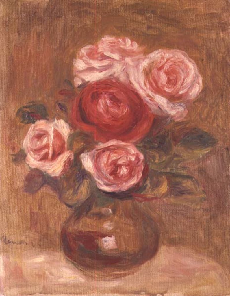 Detail of Roses in a pot by Pierre Auguste Renoir