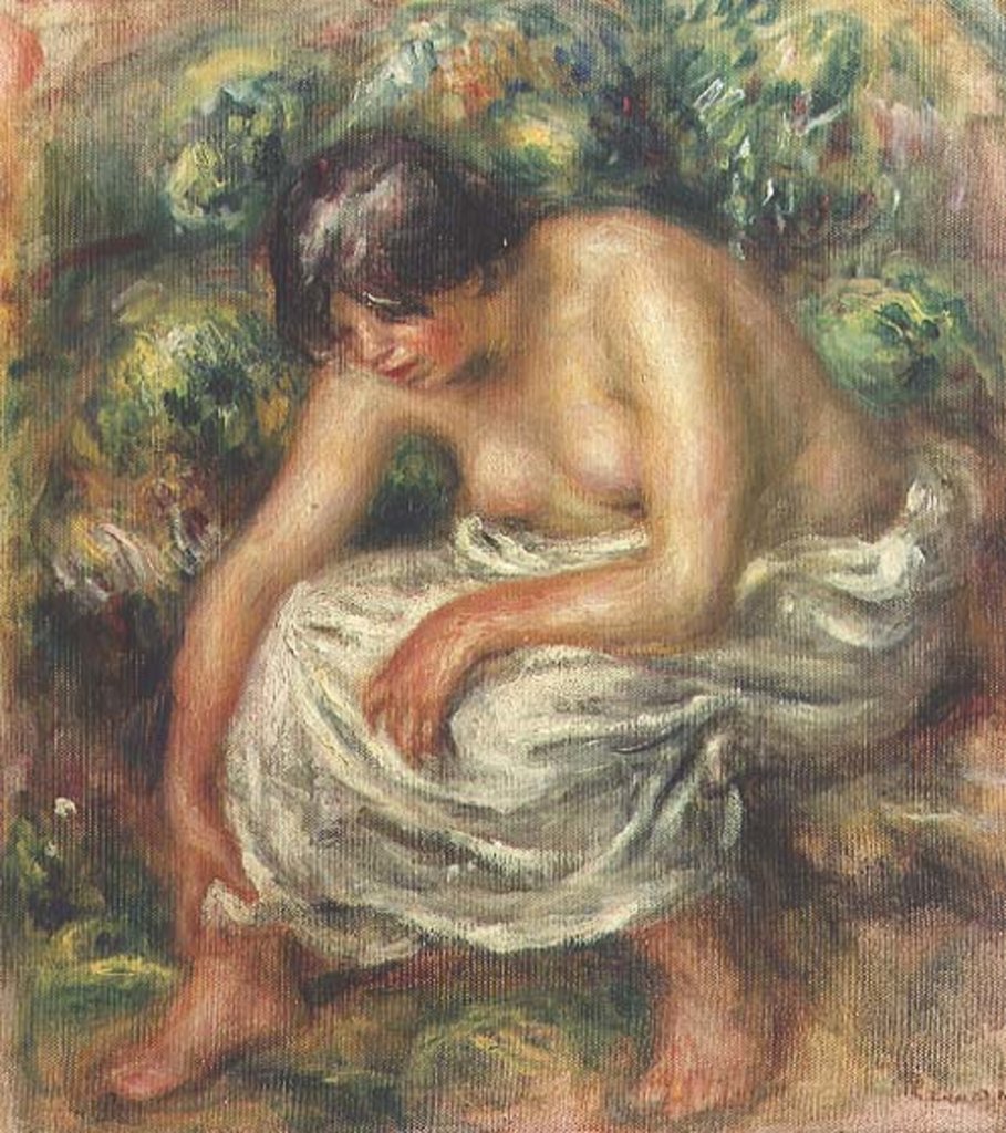 Detail of La toilette après le bain, 1915 by Pierre Auguste Renoir