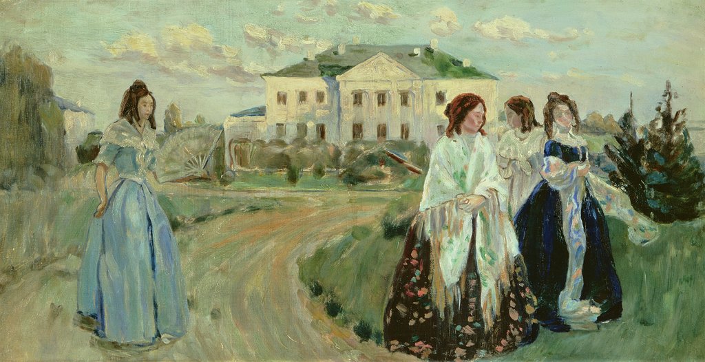 Detail of A Walk at Sunset, 1903 by Viktor Elpidiforovich Borisov-Musatov