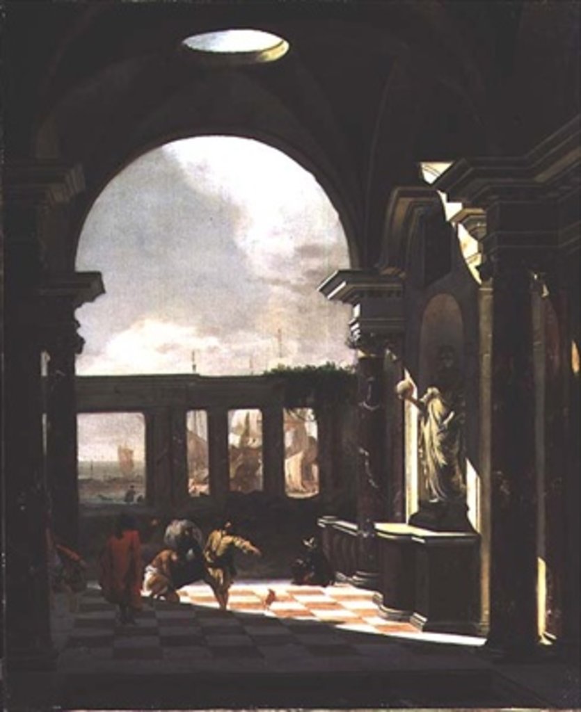Detail of Architectural capriccio with oriental figures by Jan Baptist Weenix