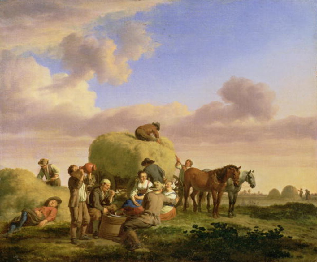 Detail of Haymakers resting in a field by Adriaen van de Velde