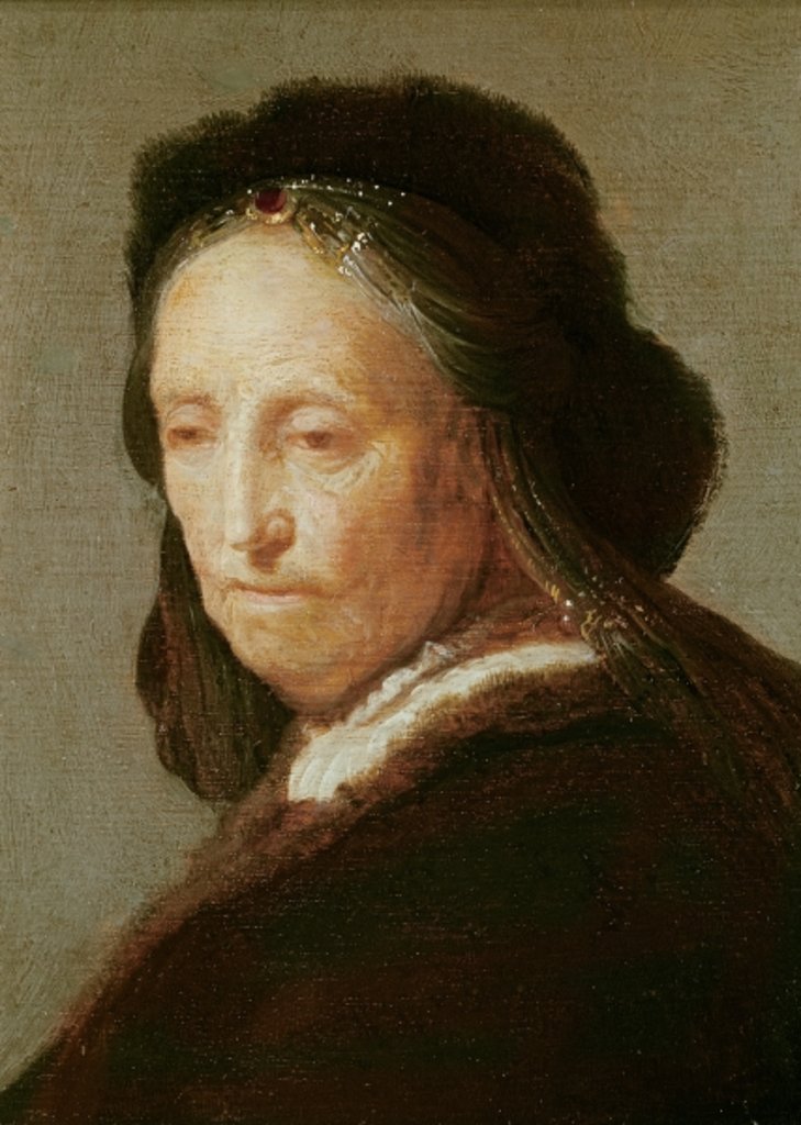 Detail of Study of an Old Woman, c.1600-1700 by Rembrandt Harmensz. van Rijn