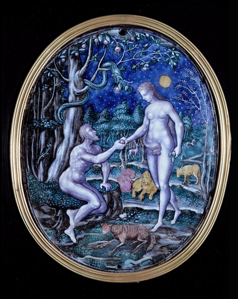 Detail of Limoges plaque depicting Adam and Eve, c.1570 by French School