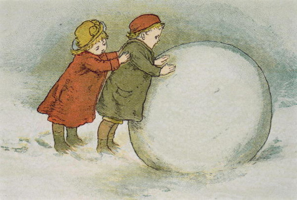 Detail of Children Rolling Snowballs by Lizzie Mack