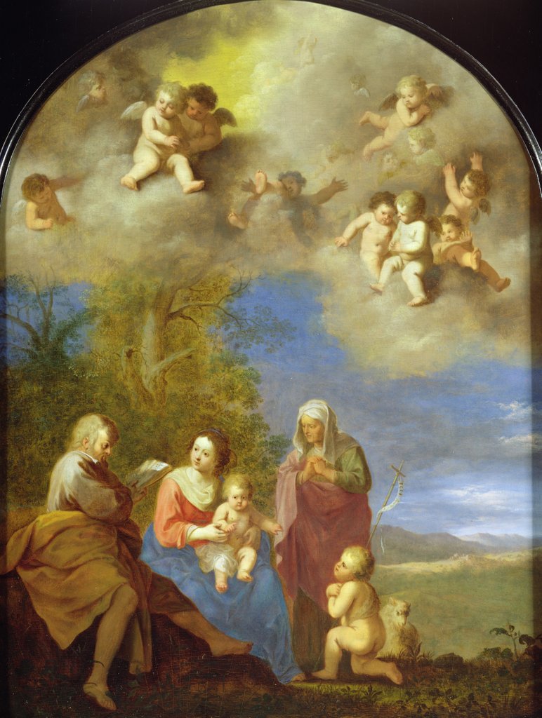 Detail of The Holy Family by Cornelis van Poelenburgh or Poelenburch