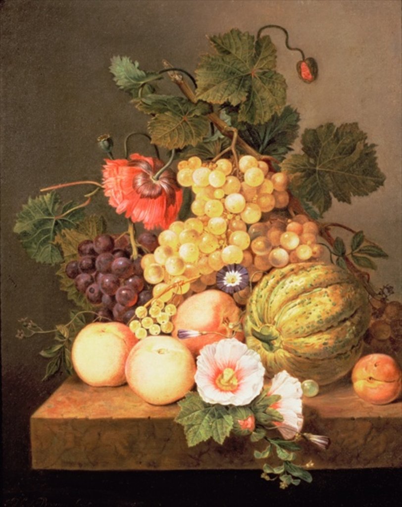 Detail of Still life with fruit by Johannes Cornelis Bruyn