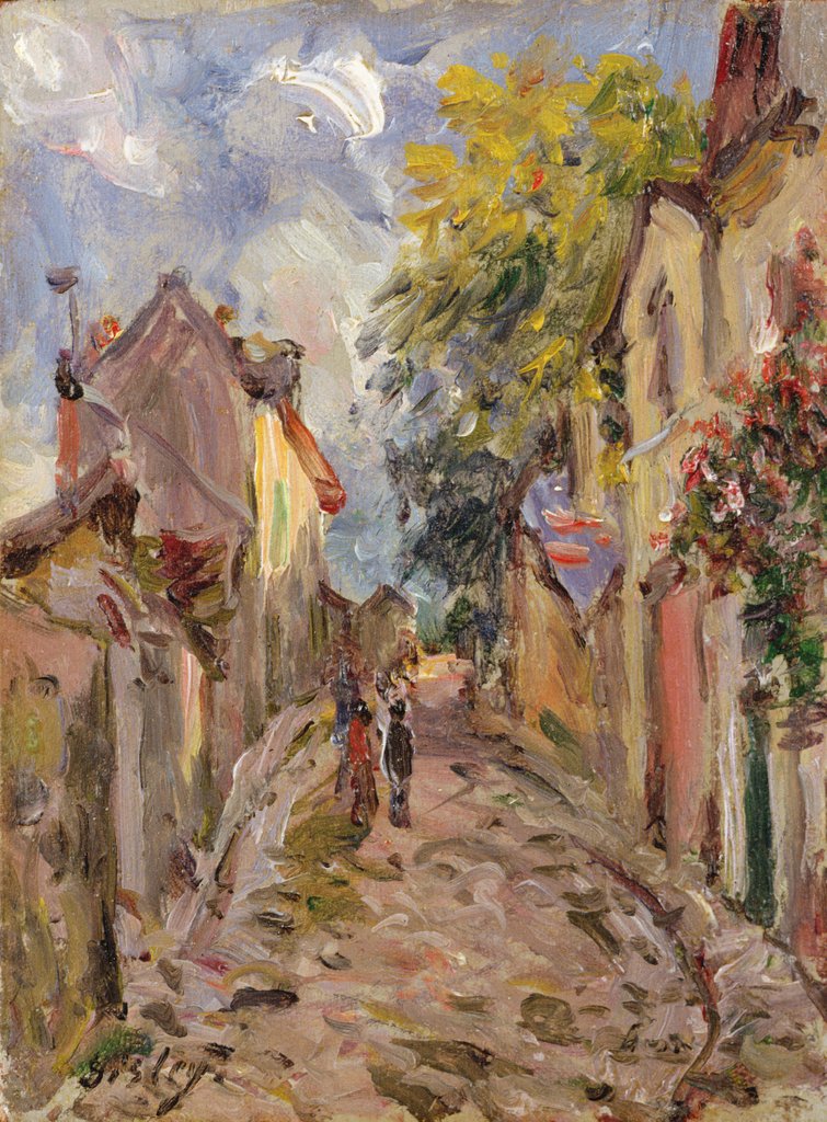 Detail of Village Street Scene by Alfred Sisley