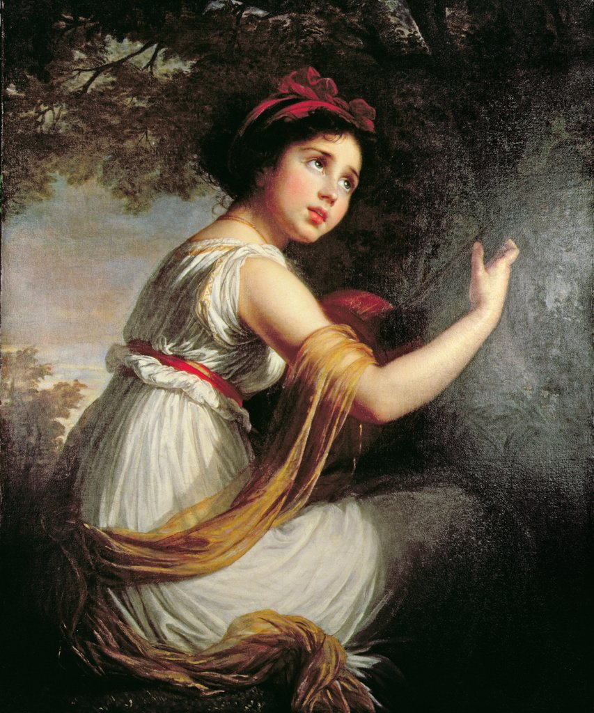 Detail of Portrait of Julie Le Brun, c.1797 by Elisabeth Louise Vigee-Lebrun