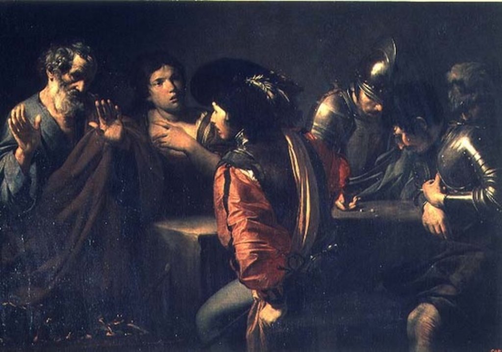 Detail of The Denial of St. Peter, 1620 by Valentin de Boulogne