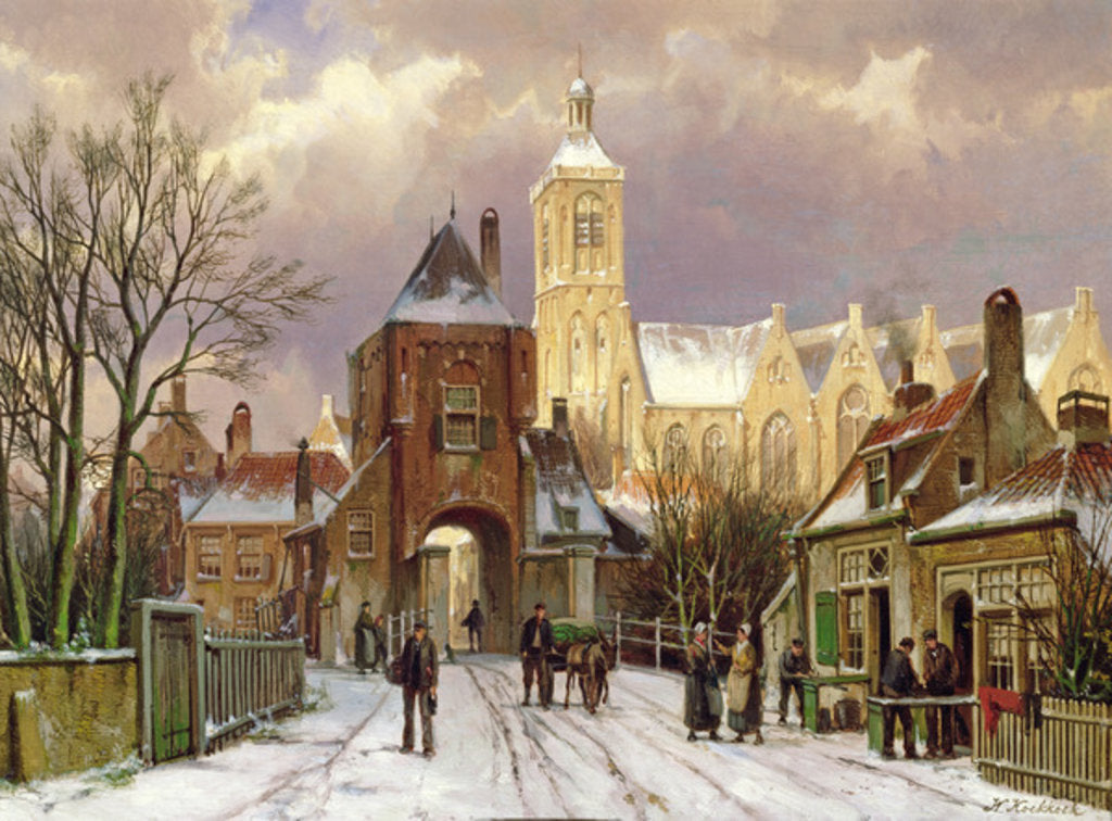 Detail of Winter Scene in Amsterdam by Willem Koekkoek