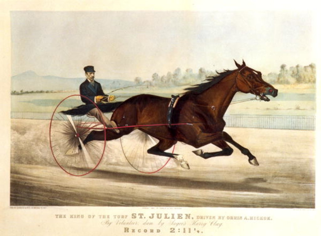 Detail of The King of the Turf, 'St. Julien', driven by Orrin A. Hickok, 1880 by N. and Ives J.M. (1824-95) Currier