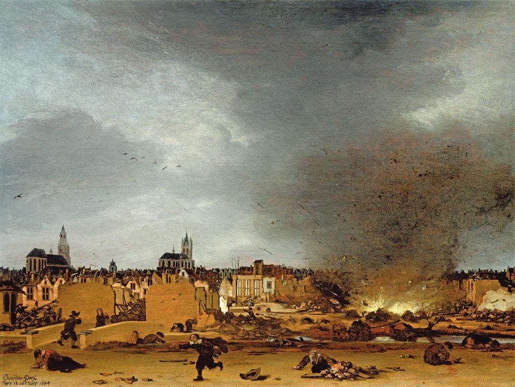 Detail of A view of Delft with the Explosion of 1654 by Egbert van der Poel