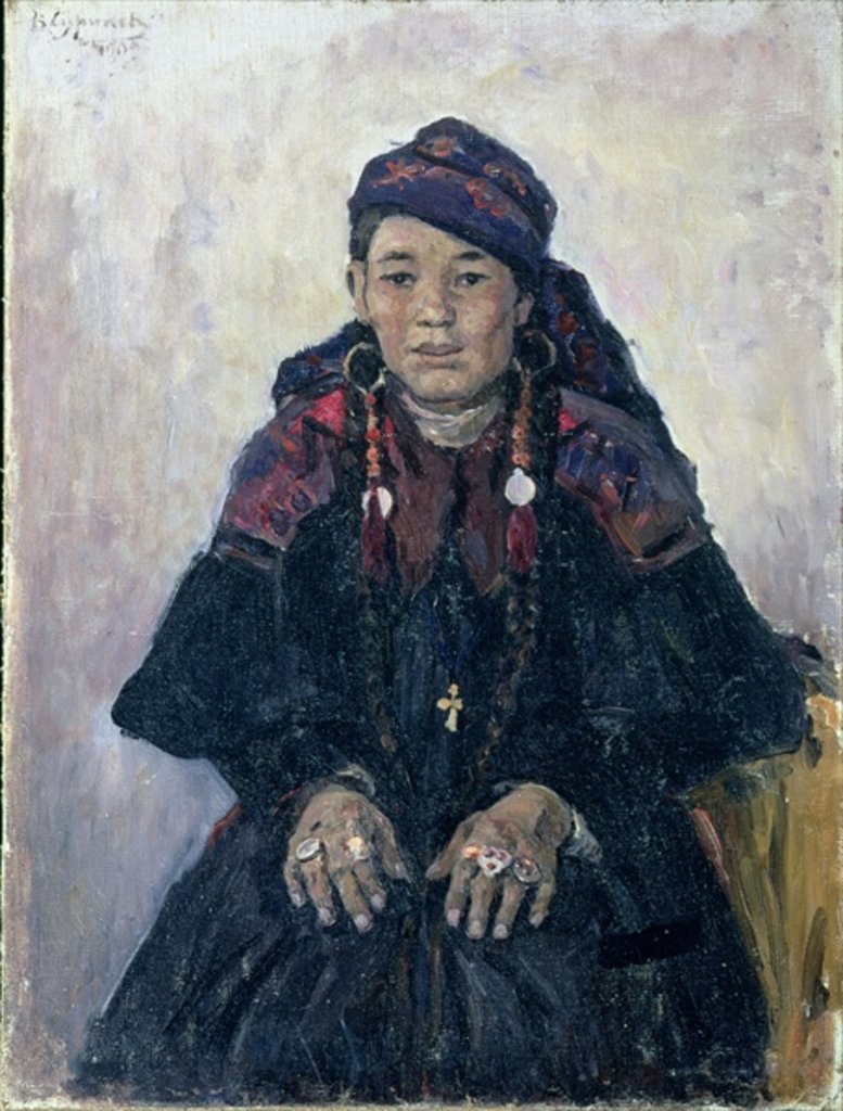Detail of Portrait of a Cossack Woman, 1909 by Vasilij Ivanovic Surikov