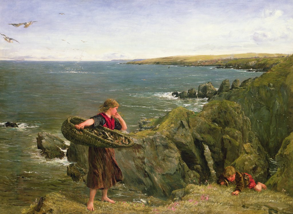 Detail of Mushroom Gatherers, 19th century by James Clarke Hook