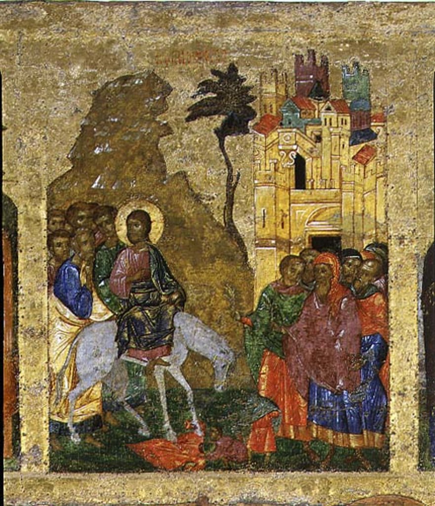 Detail of The Entry into Jerusalem, Russian icon from the iconostasis in the Cathedral of St. Sophia, Novgorod School, 14th century by Anonymous