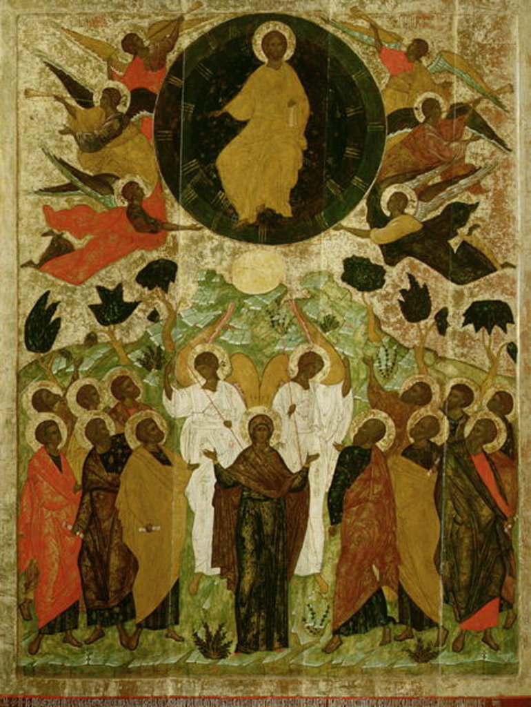 Detail of The Ascension of Our Lord, Russian icon from the Malo-Kirillov Monastery, Novgorod School, 1543 by Novgorod School