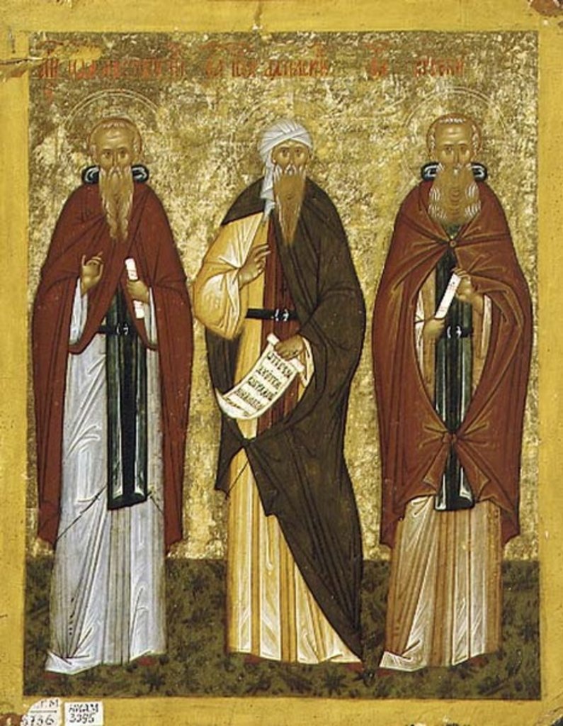 Detail of St. John Climacus St. John of Damascus and St. Arsenius, Novgorod School by School Russian