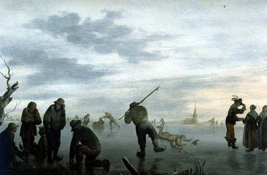 Detail of Winter Landscape with Skaters by Dutch School