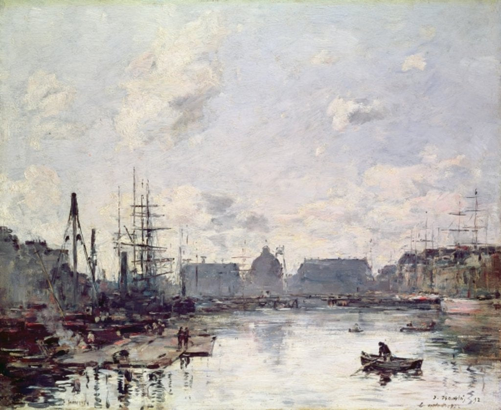 Detail of The Port of Trade, Le Havre, 1892 by Eugene Louis Boudin
