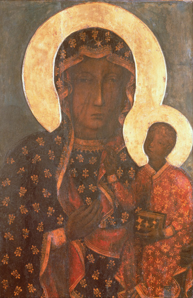 Detail of The Black Madonna of Jasna Gora, Byzantine-Russian Icon by School Russian