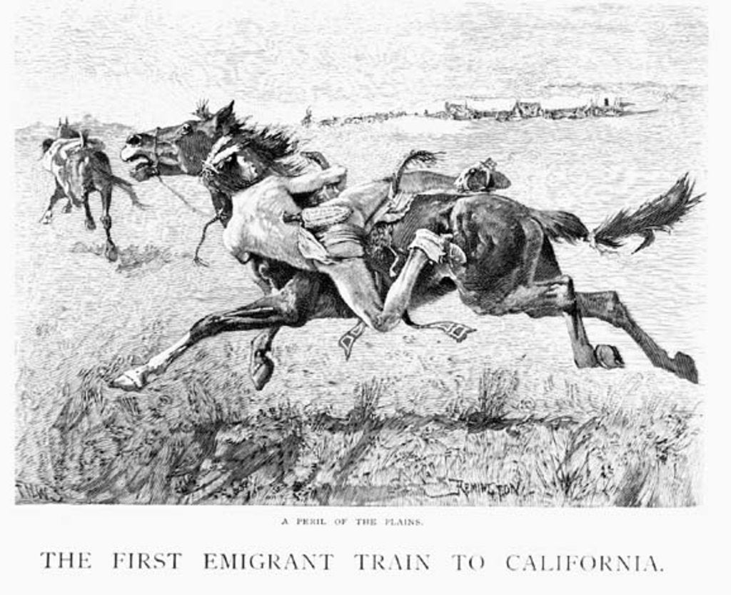 Detail of A Peril of the Plains, the First Emigrant Train to California by Frederic Remington
