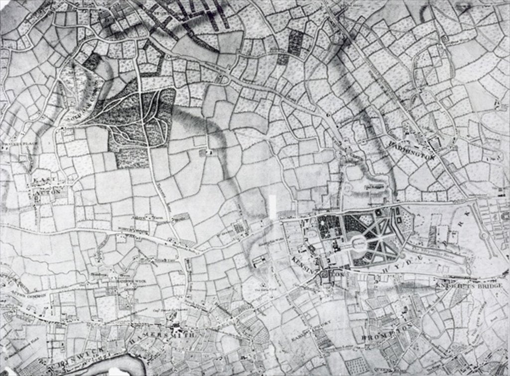 Detail of A section of a sheet from the survey of London and it's environs, 1741-5, pub. 1769 by John Rocque