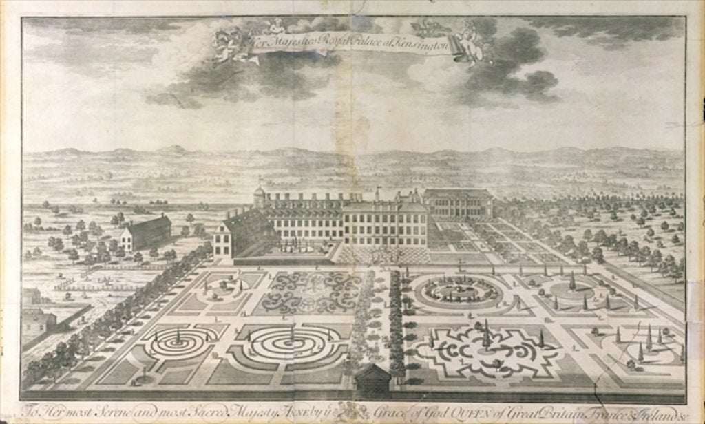 Detail of Bird's Eye View of the Gardens of Kensington Palace by Mark Anthony (after) Hauduroy