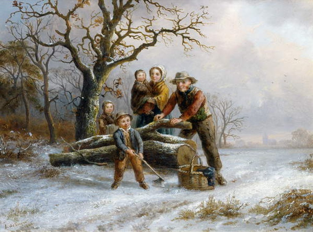 Detail of Chopping firewood, 1865 by Alexis de Leeuw