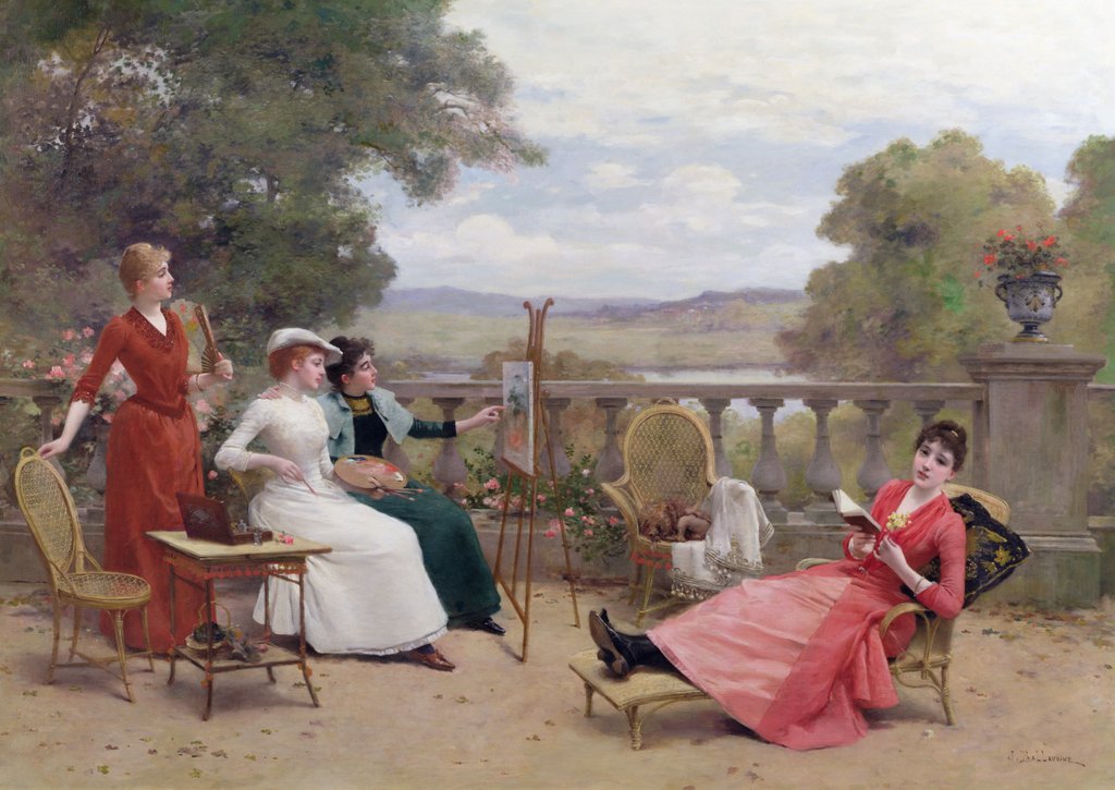 Detail of Painting on the Terrace by Jules Frederic Ballavoine