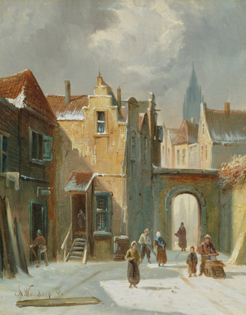 Detail of Winter Street Scene by Anthonie Waldorp