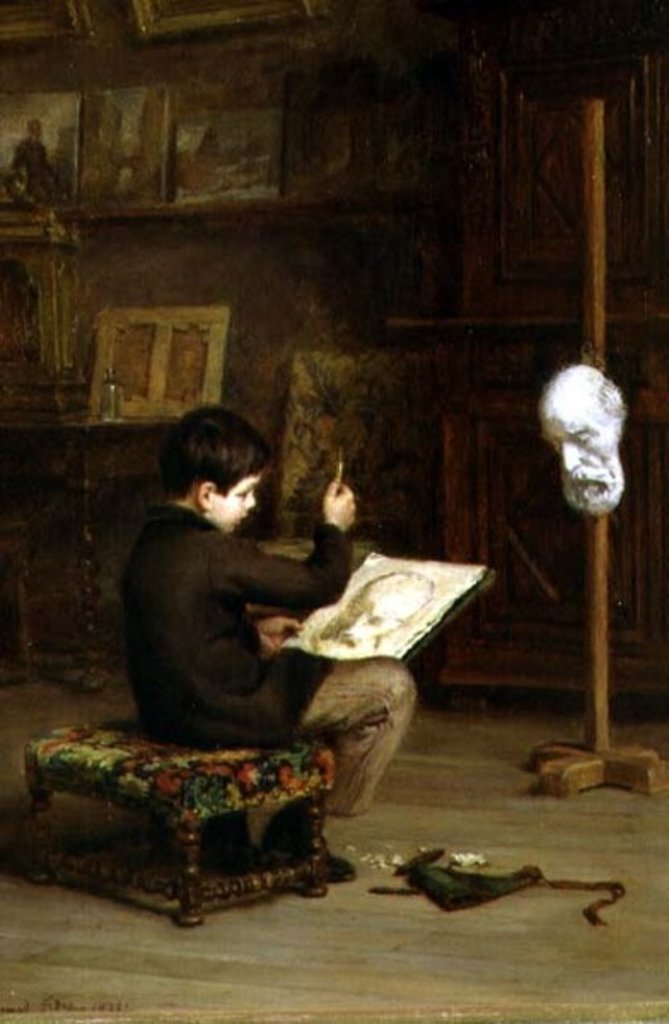 Detail of Young Boy Drawing from a Cast Head, 1879 by Pierre Edouard Frere