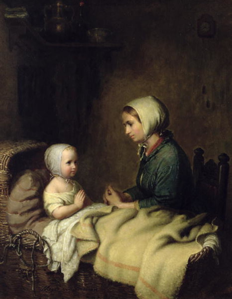 Detail of Little Girl Saying Her Prayers in Bed by Meyer von Bremen