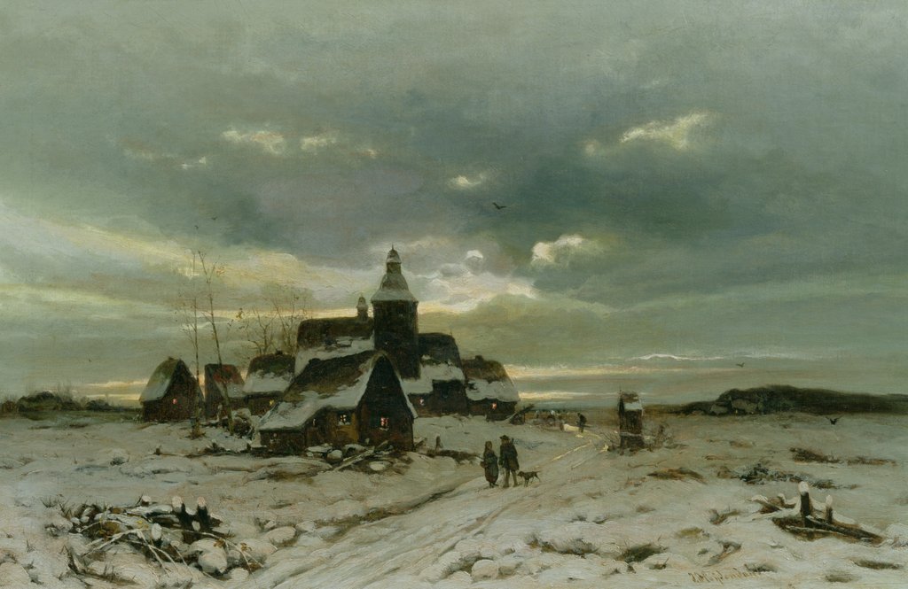 Detail of A Village in the Snow by Friedrich Nicolai Joseph Heydendahl