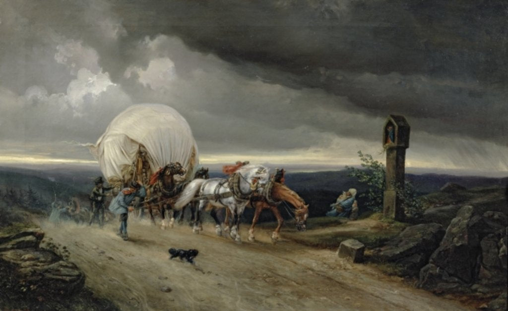 Detail of Horses Drawing Carts up a Hill, 1856 by Adolf Friedrich