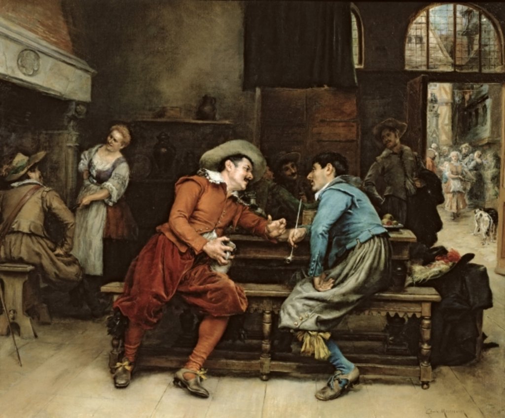 Detail of Two Men Talking in a Tavern by Jean Charles Meissonier