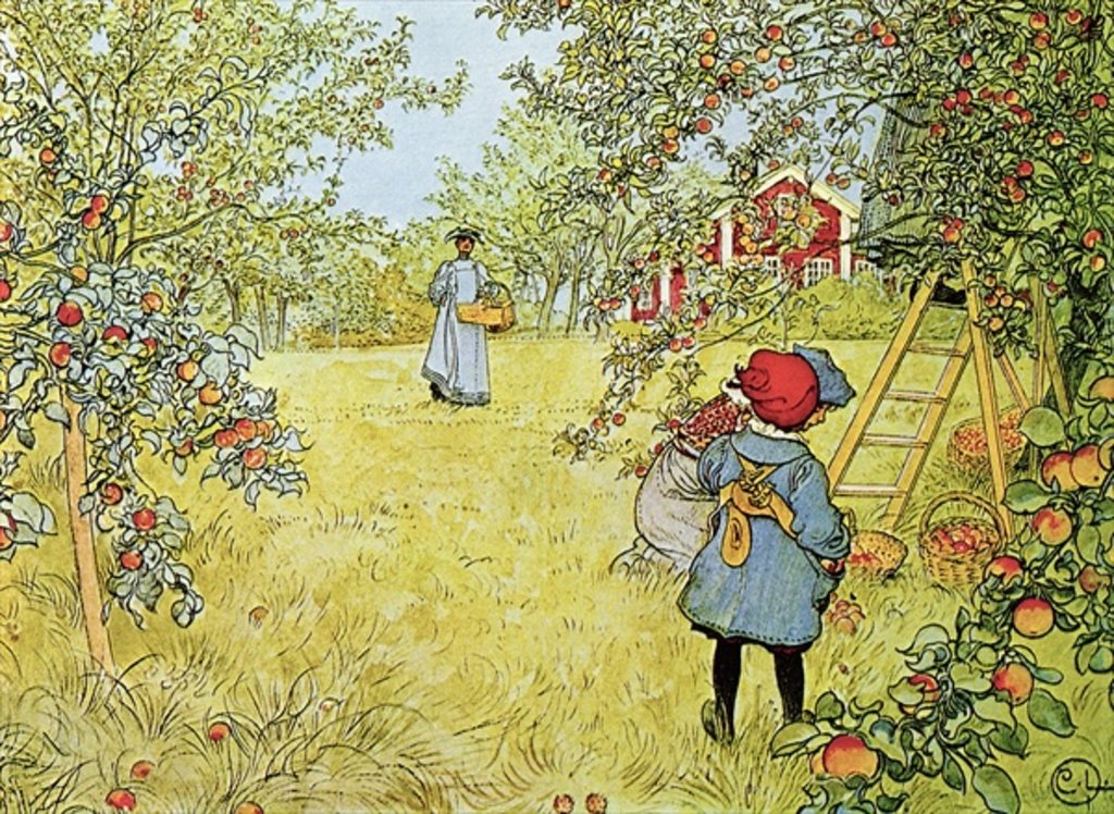 Detail of The Apple Harvest, 1903 by Carl Larsson